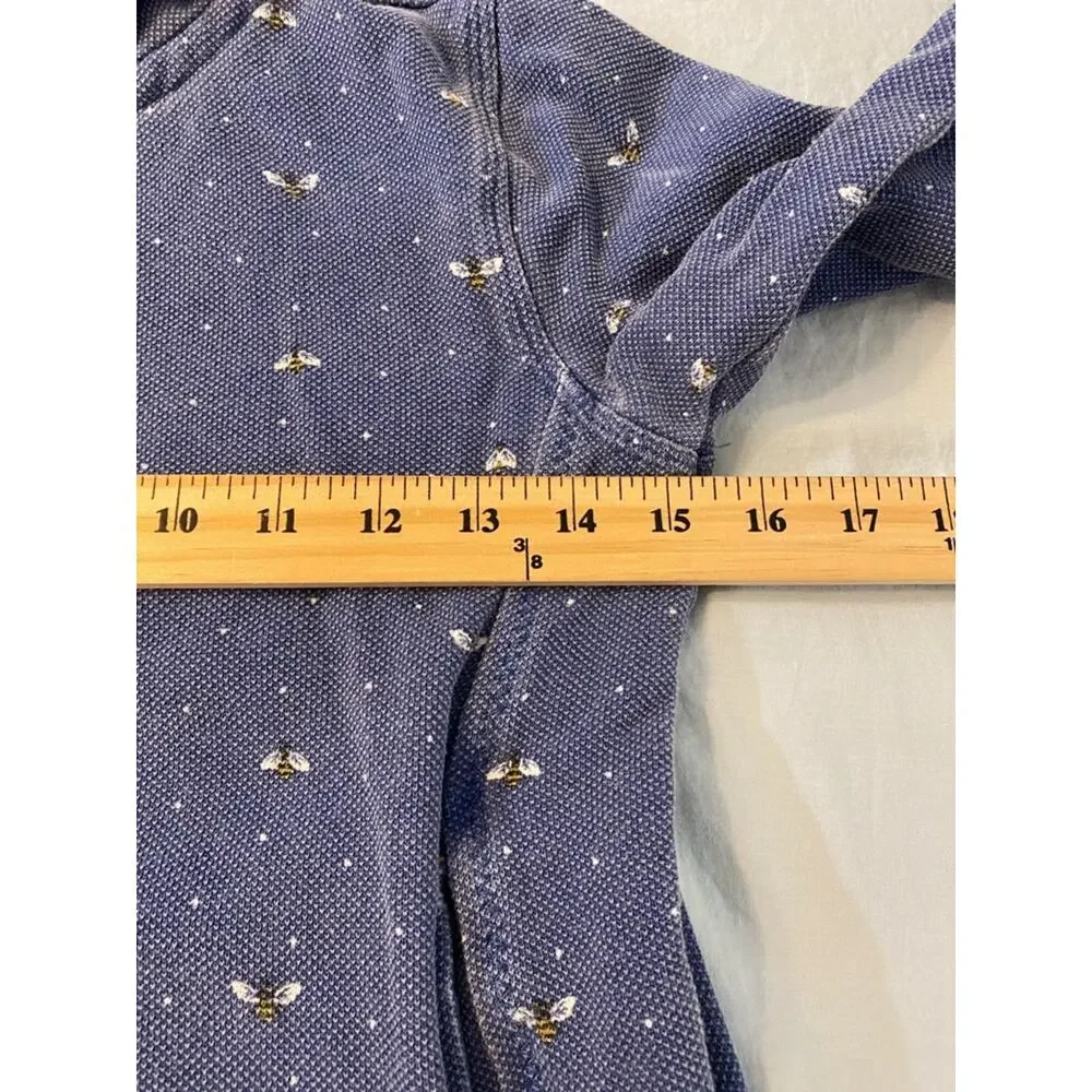 Fat Face UK Kids Cotton Pique Quarter Zip Pullover Blue Bee 10